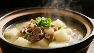 实拍视频素材4k冬天冬季立冬萝卜排骨牛肉汤传统美食视频实拍