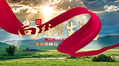 乡村振兴4K红绸片头AE模版视频模板