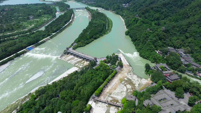 4K航拍四川地标都江堰水利工程历史工程视实拍视频素材