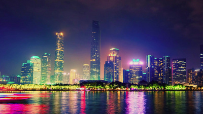 大城市上海高楼大厦黄浦江夜景实拍素材