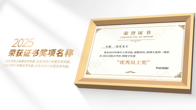 简洁三维企业荣誉证书图文展示视频