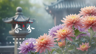 春天高清视频素材春分节气实拍结合文案AE模版视频素材