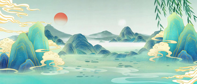 山水中国风绿色山峰背景视频背景