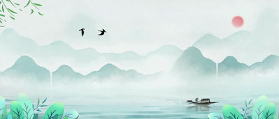 春天清明雨水蓝色水墨清明节海报背景视频背景