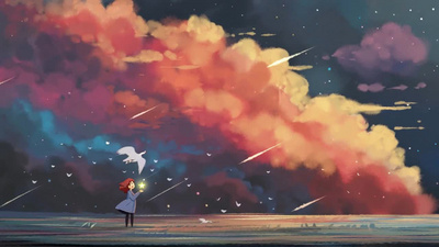天空主题之夜晚星空流星雨唯美治愈视频背景
