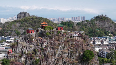 航拍独秀峰王城景区实拍实拍素材