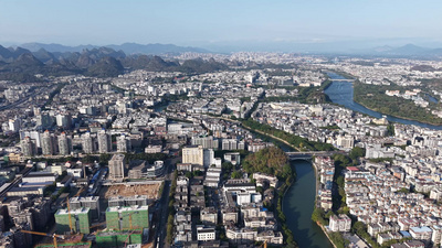实拍视频素材航拍广西桂林城市风光实拍视频实拍