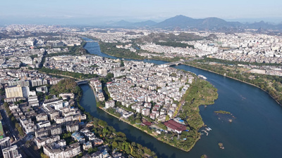 航拍广西桂林城市风光实拍实拍素材