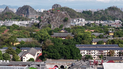 航拍独秀峰王城景区实拍实拍素材