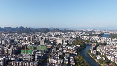 航拍广西桂林城市风光实拍实拍素材