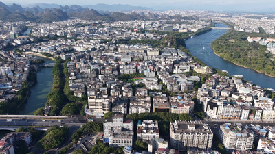 实拍视频素材航拍广西桂林城市风光实拍视频实拍
