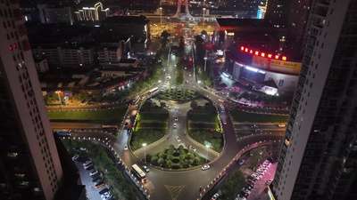 航拍岳阳城市交通风景实拍视频素材
