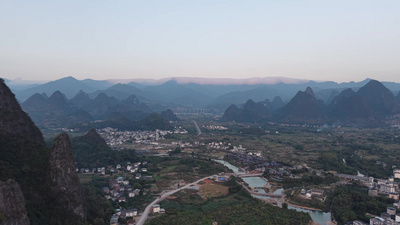 桂林山水桂林阳朔山川夕阳航拍风光实拍视频素材