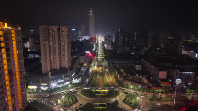 航拍岳阳城市交通风景视频实拍