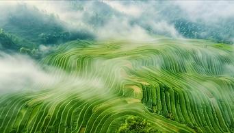 航拍自然风景梯田森林祖国山河AI视频素材