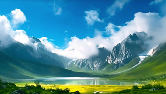 延时雪山湖泊自然风景AI视频素材
