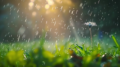 4K自然生长植物雨水下雨AI视频素材