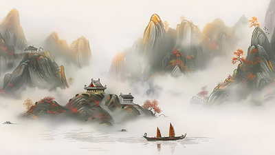 清明节清明中国风古风山水AI视频背景