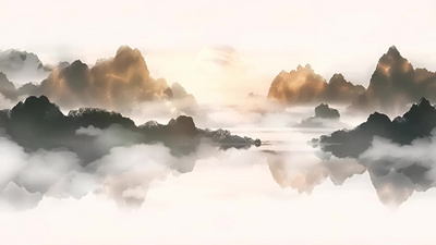 4K清明节清明中国风山水水墨国风背景AI视频素材