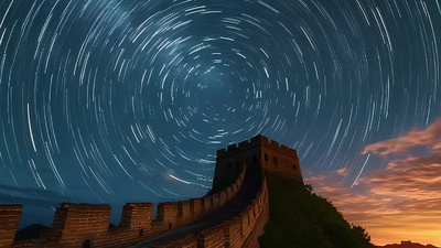 4K星空延时长城星河星星视频素材视频实拍