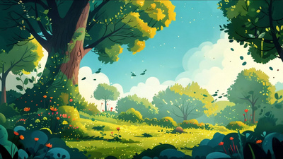 卡通实拍视频素材1080卡通森林树林视频背景