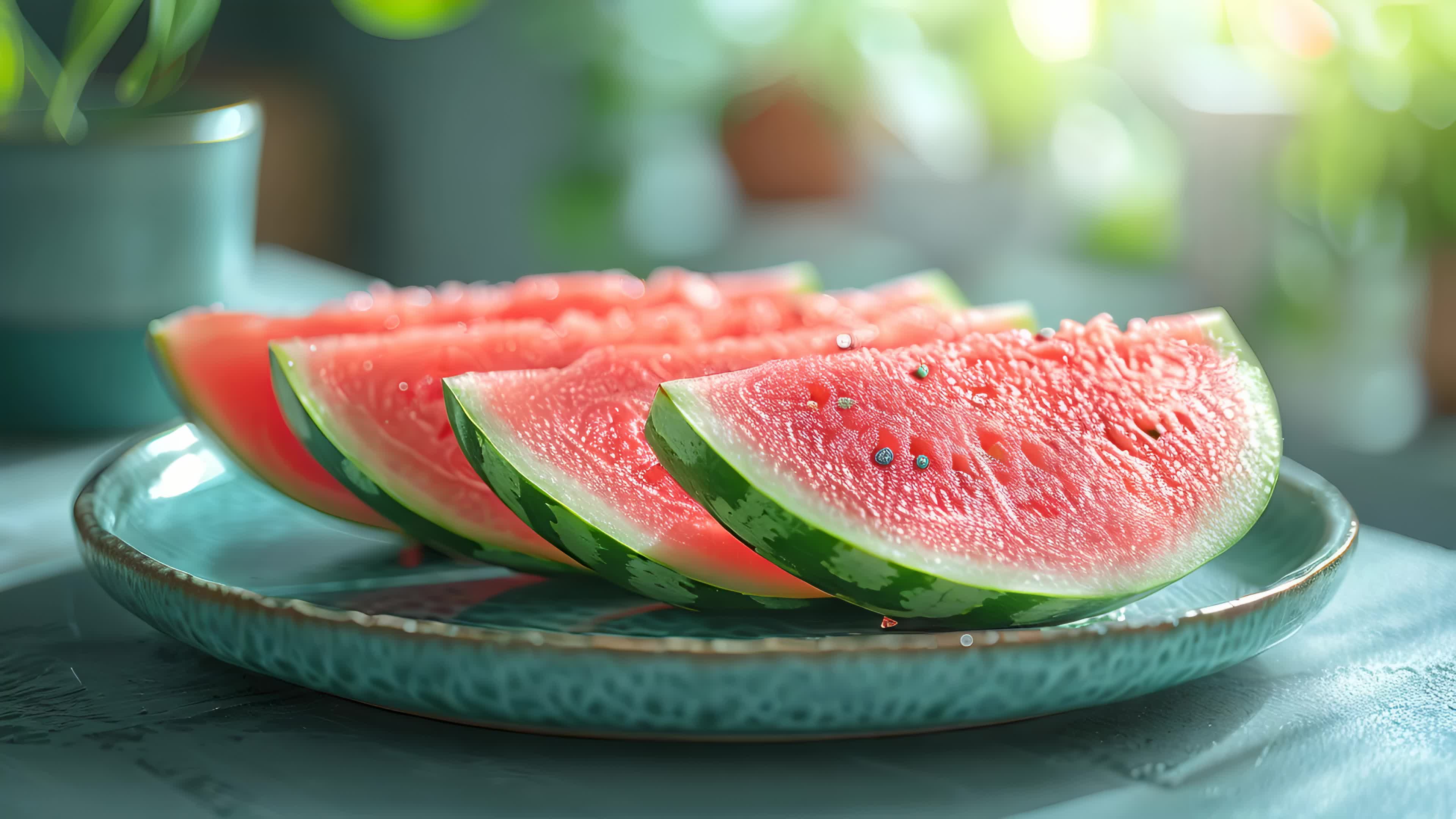 夏日美食冰爽水果西瓜块实拍视频素材