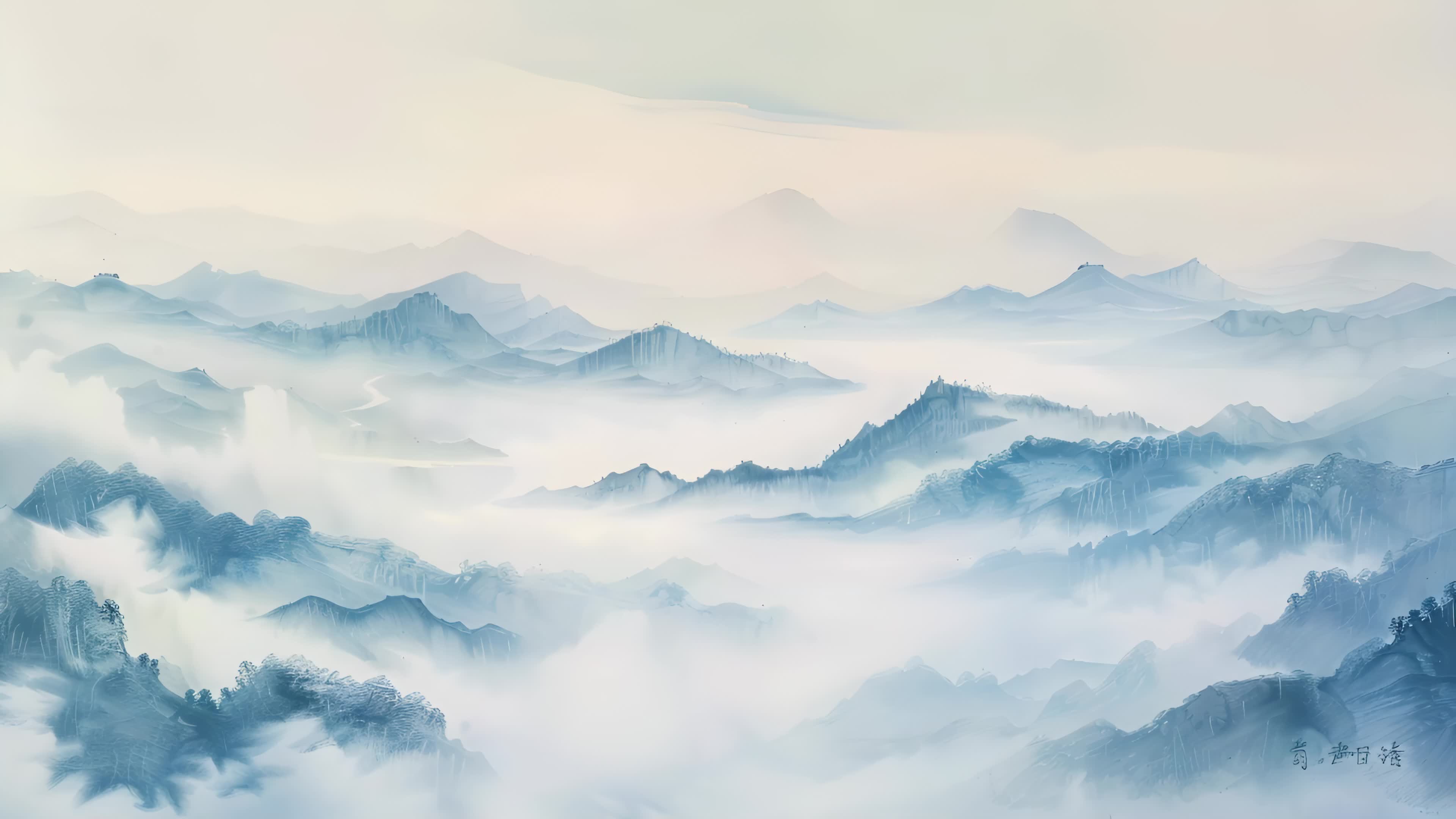 中国风水墨山水画视频背景