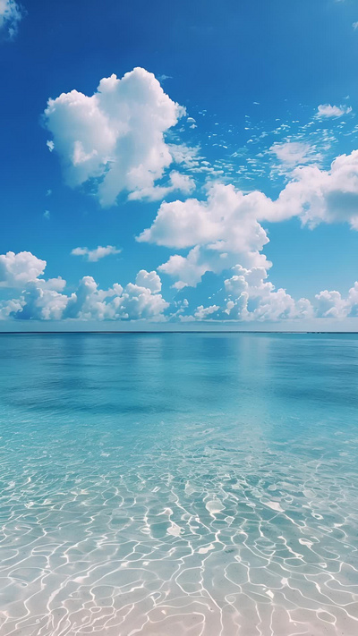 夏季蓝色大海海水蓝天ai视频实拍素材