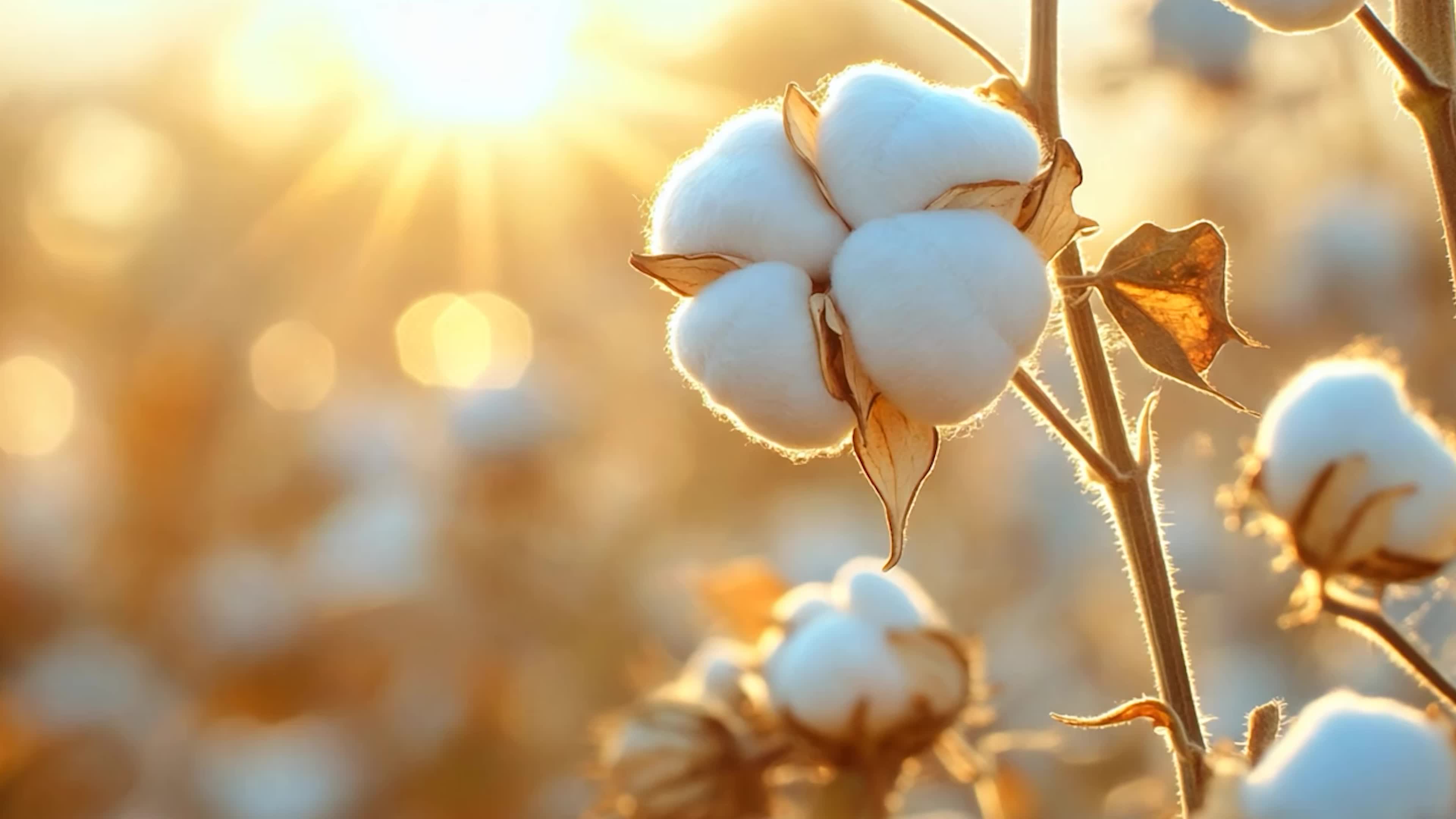 唯美阳光下的农作物棉花视频视频特效素材