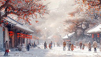 4k中国新年户外场景素材
