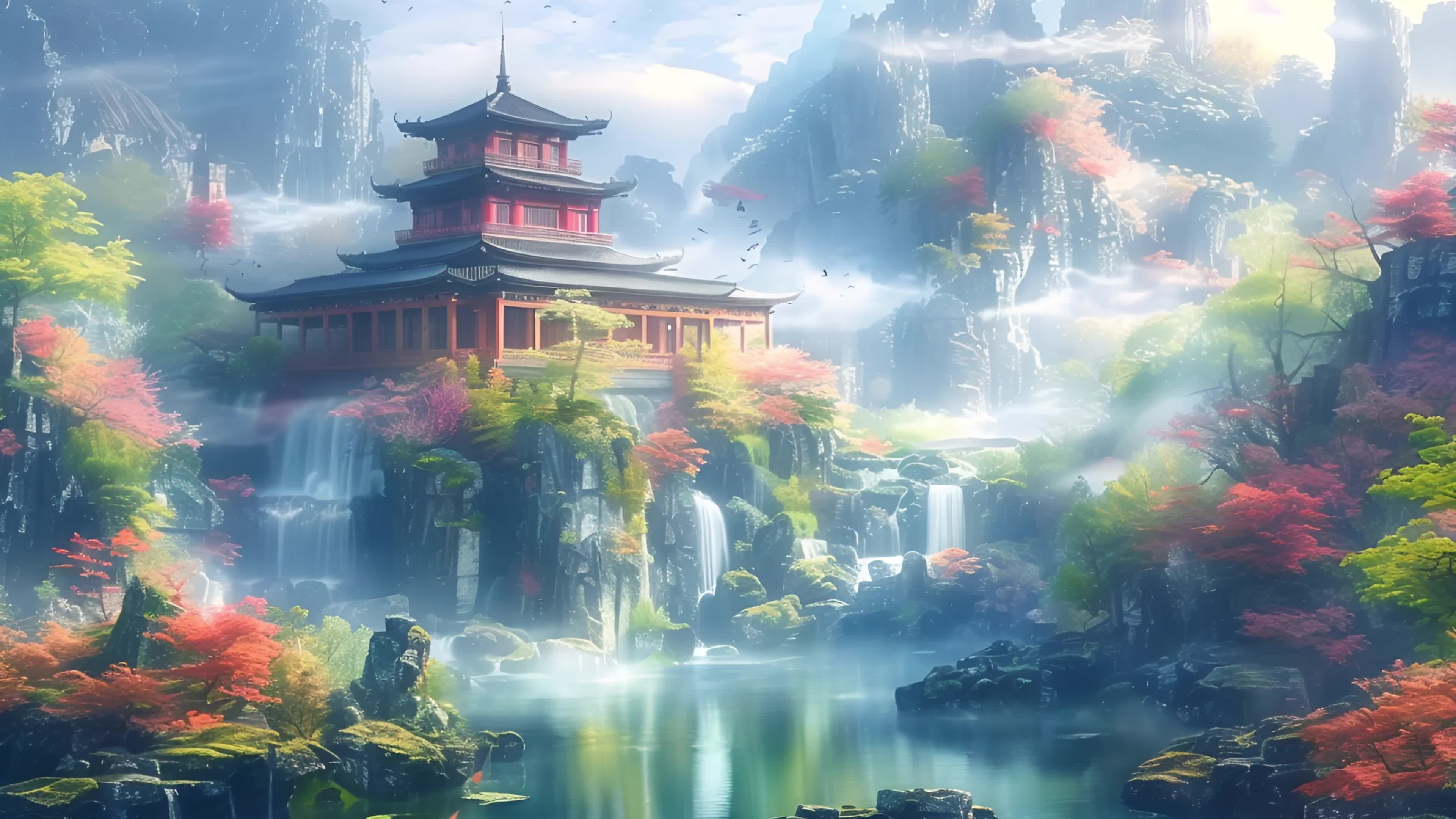 4k古风游戏cg动画梦幻场景素材