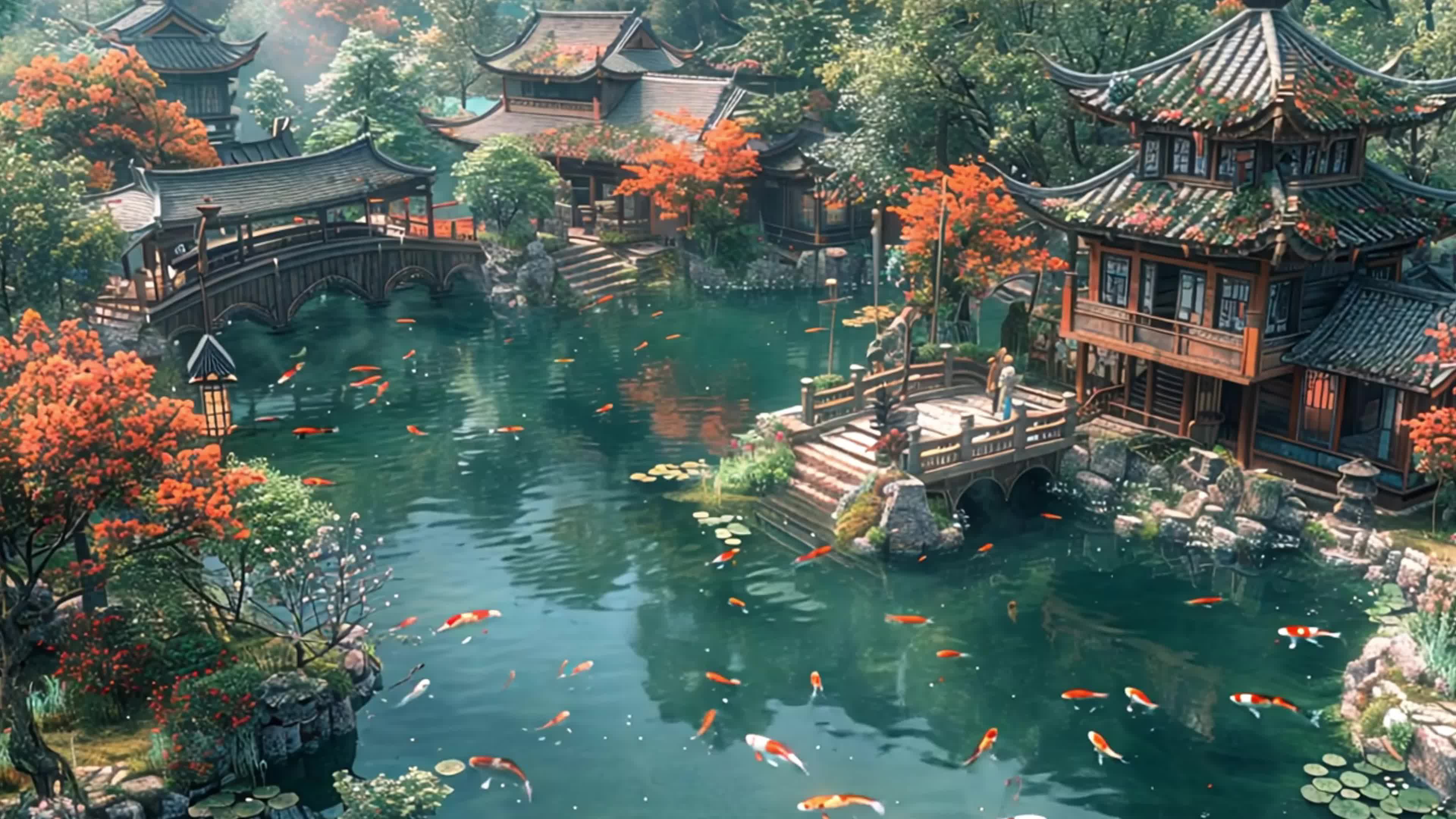 4k古风园林游戏场景素材