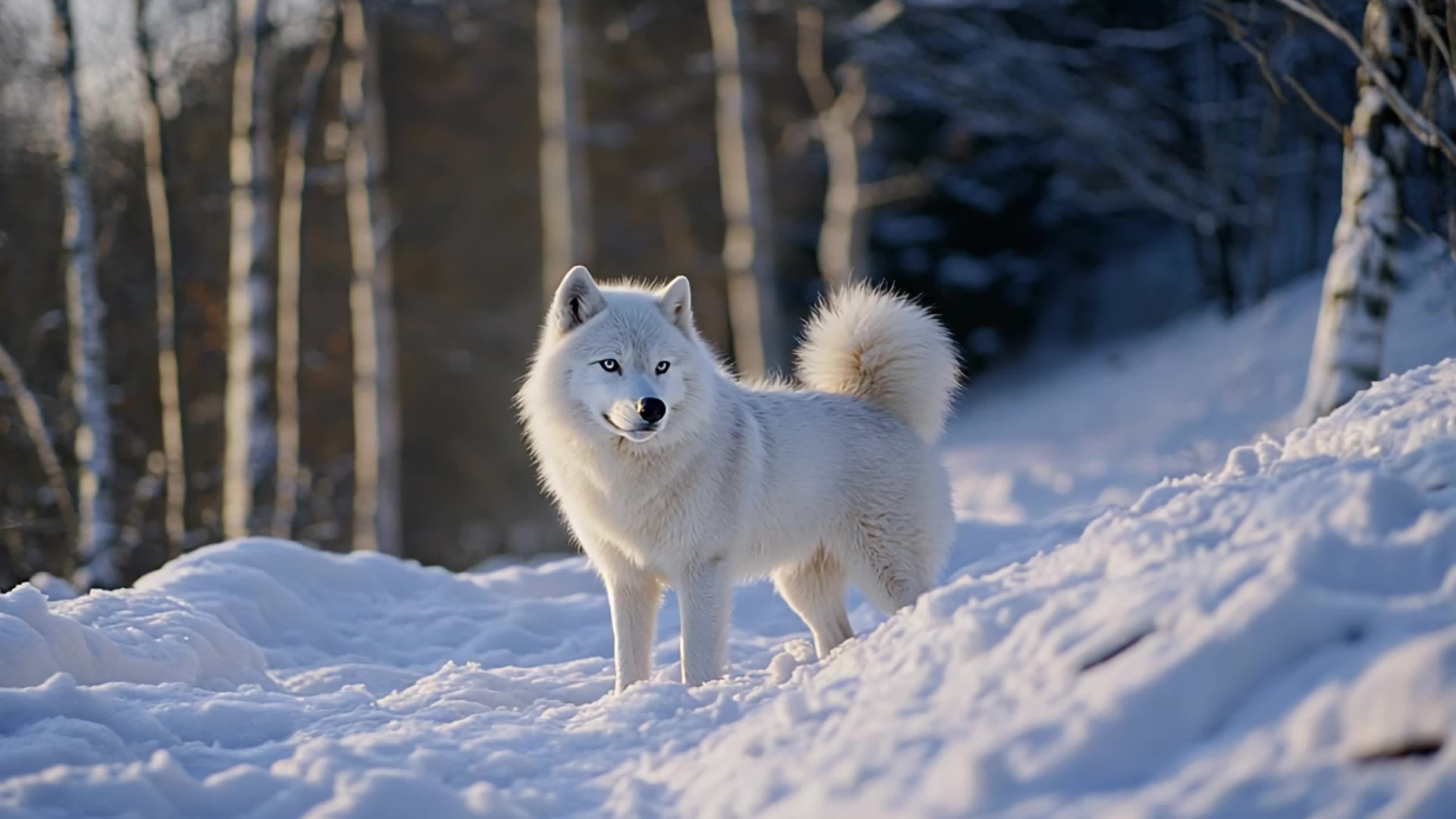 4k冬天微距动物雪地雪狼视频实拍视频特效素材