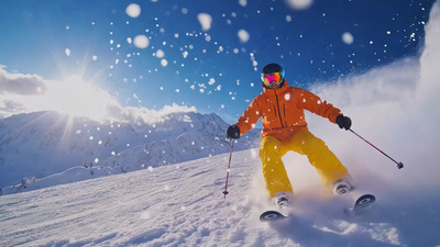 冬日极限运动滑雪动作视频