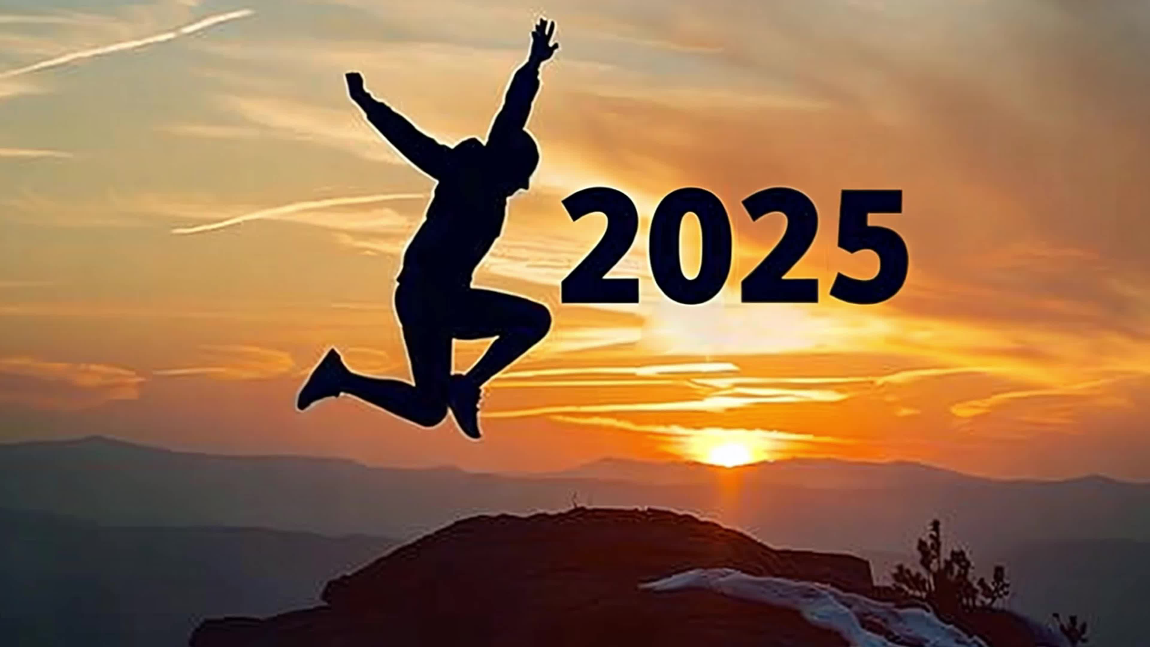 4k天空中的数字跨年2025新年背景素材