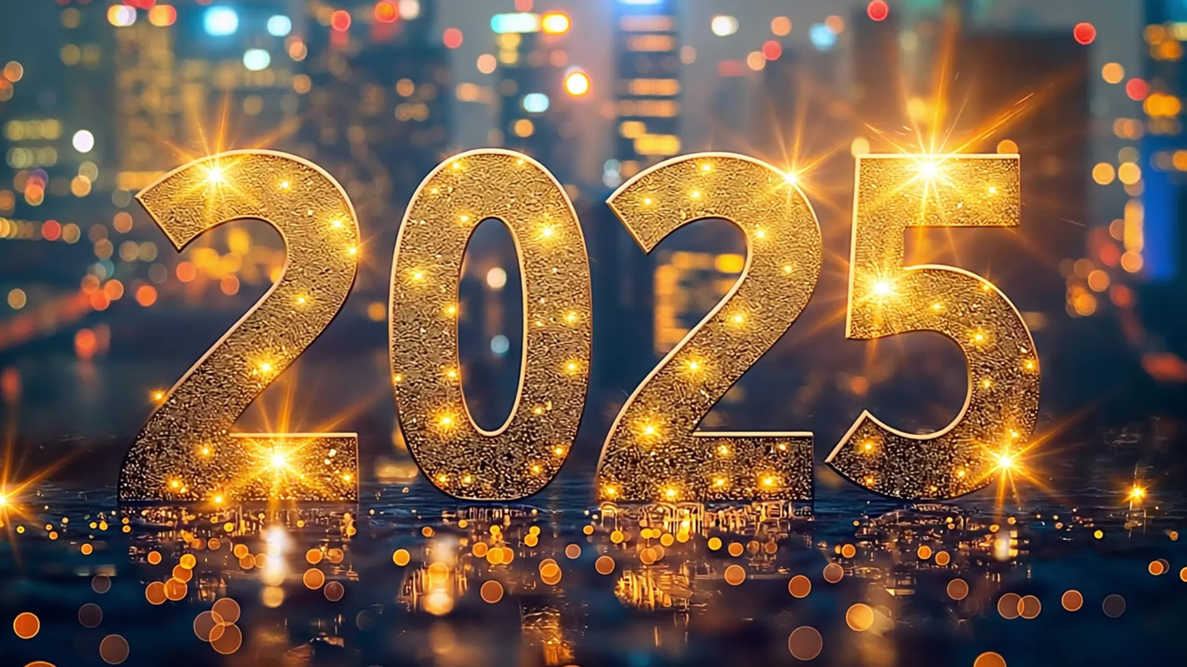 4k金色数字光效2025素材