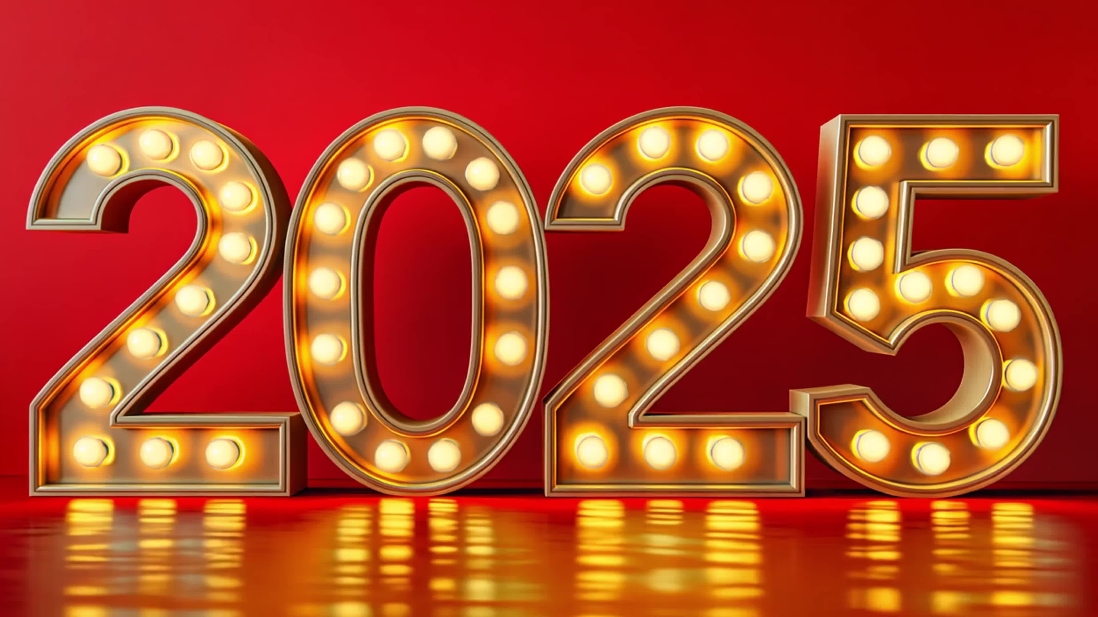 4k红色背景上的数字2025素材