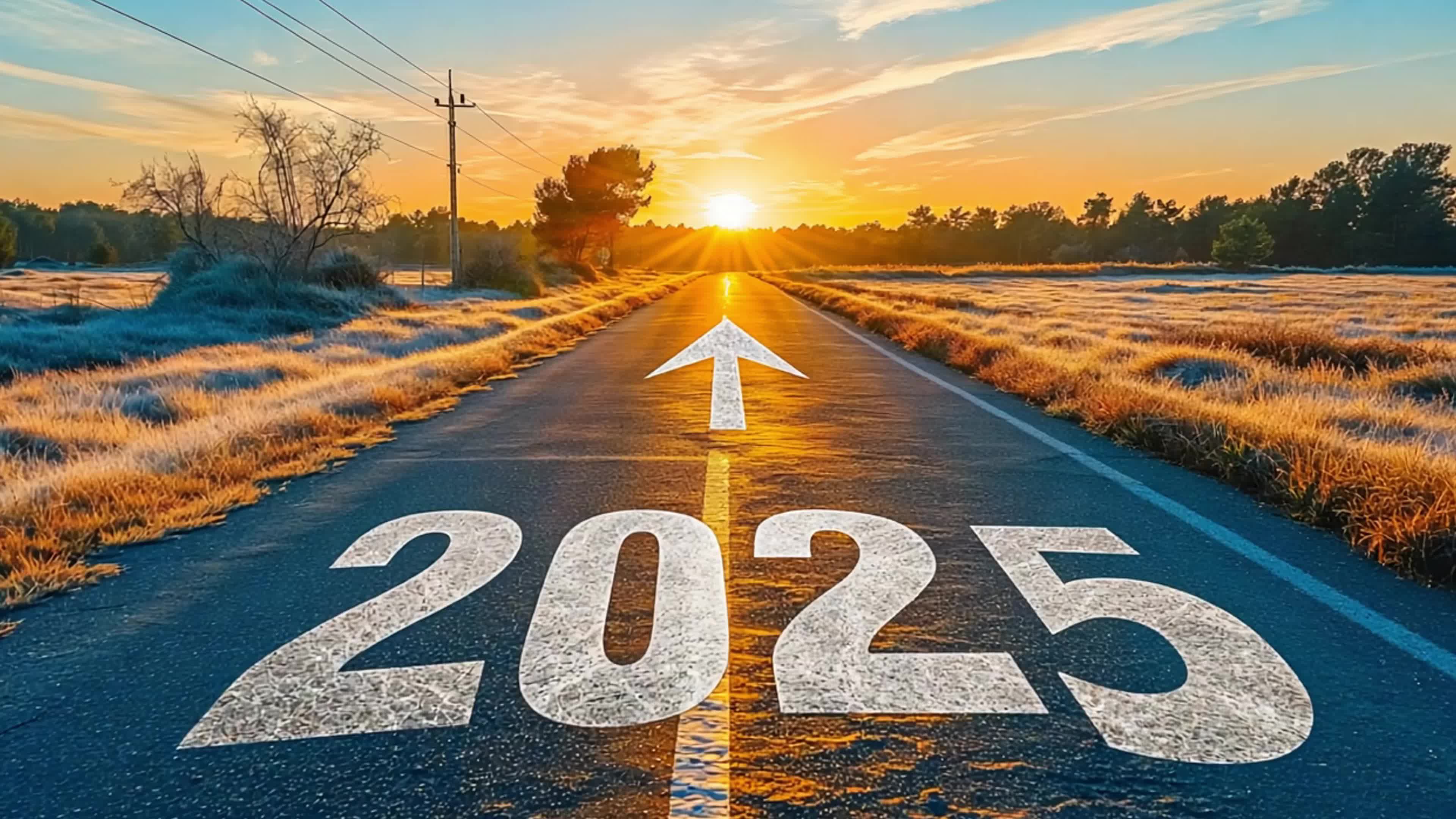 4k日出前进道路上的数字2025素材