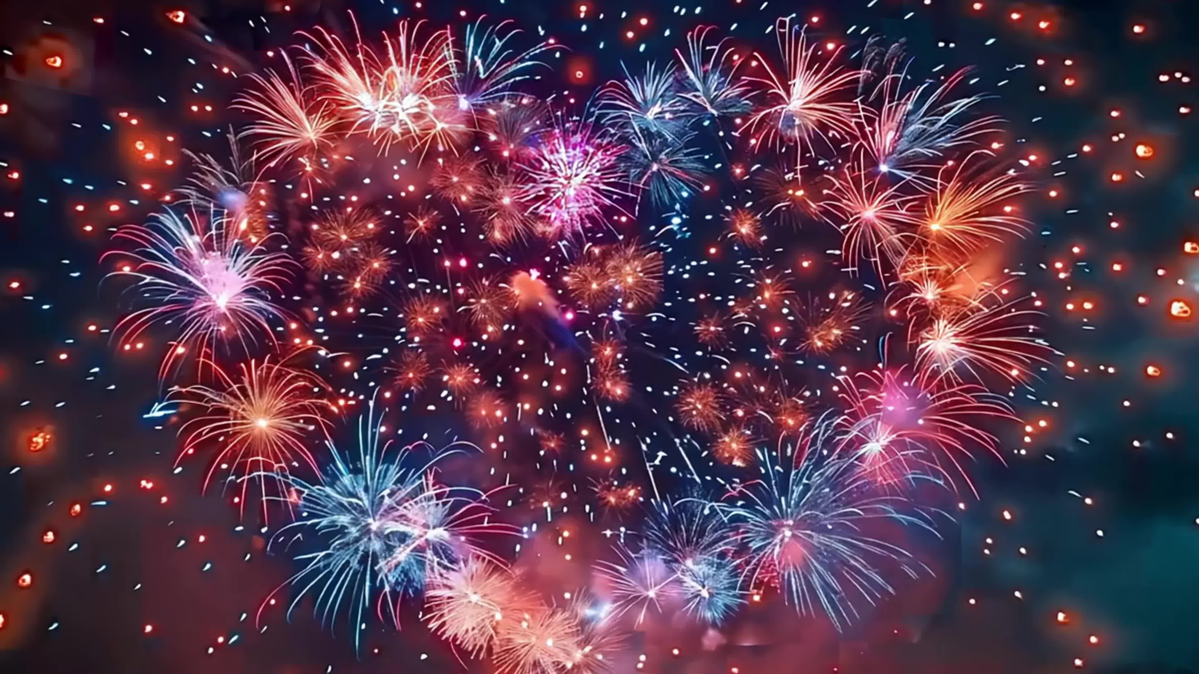 4k夜空中的烟花素材