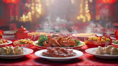 传统年夜饭节日春节美食视频