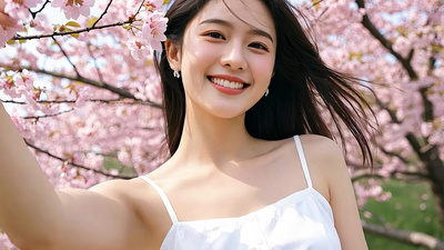 4K樱花季樱花下拍照凹造型的美女实拍视频素材