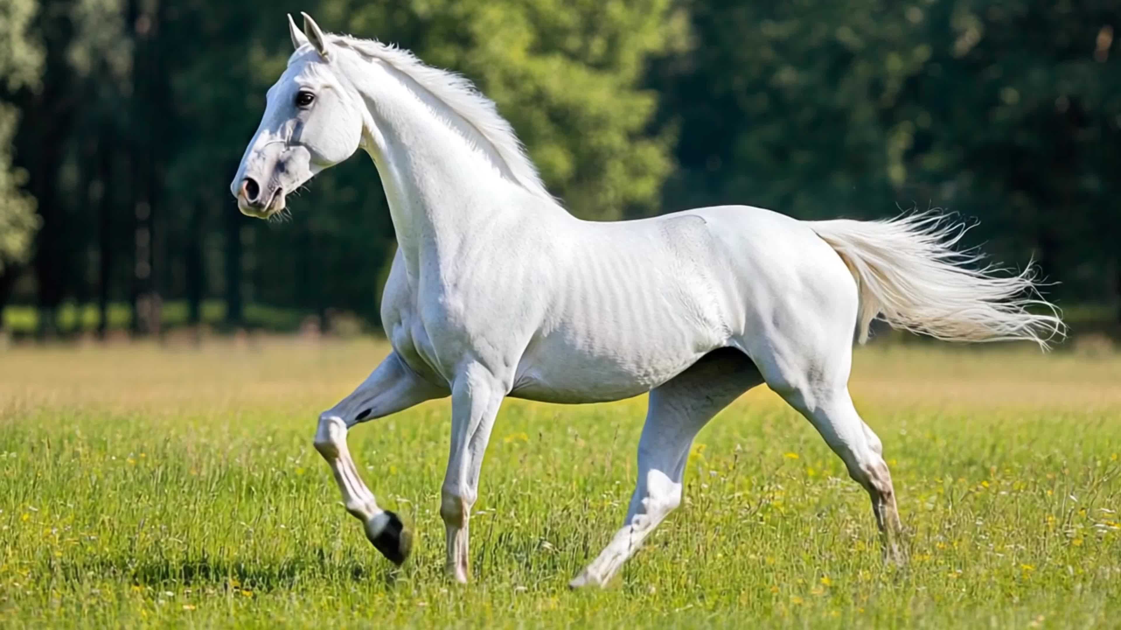 4k小动物保护动物白马实拍素材视频特效素材