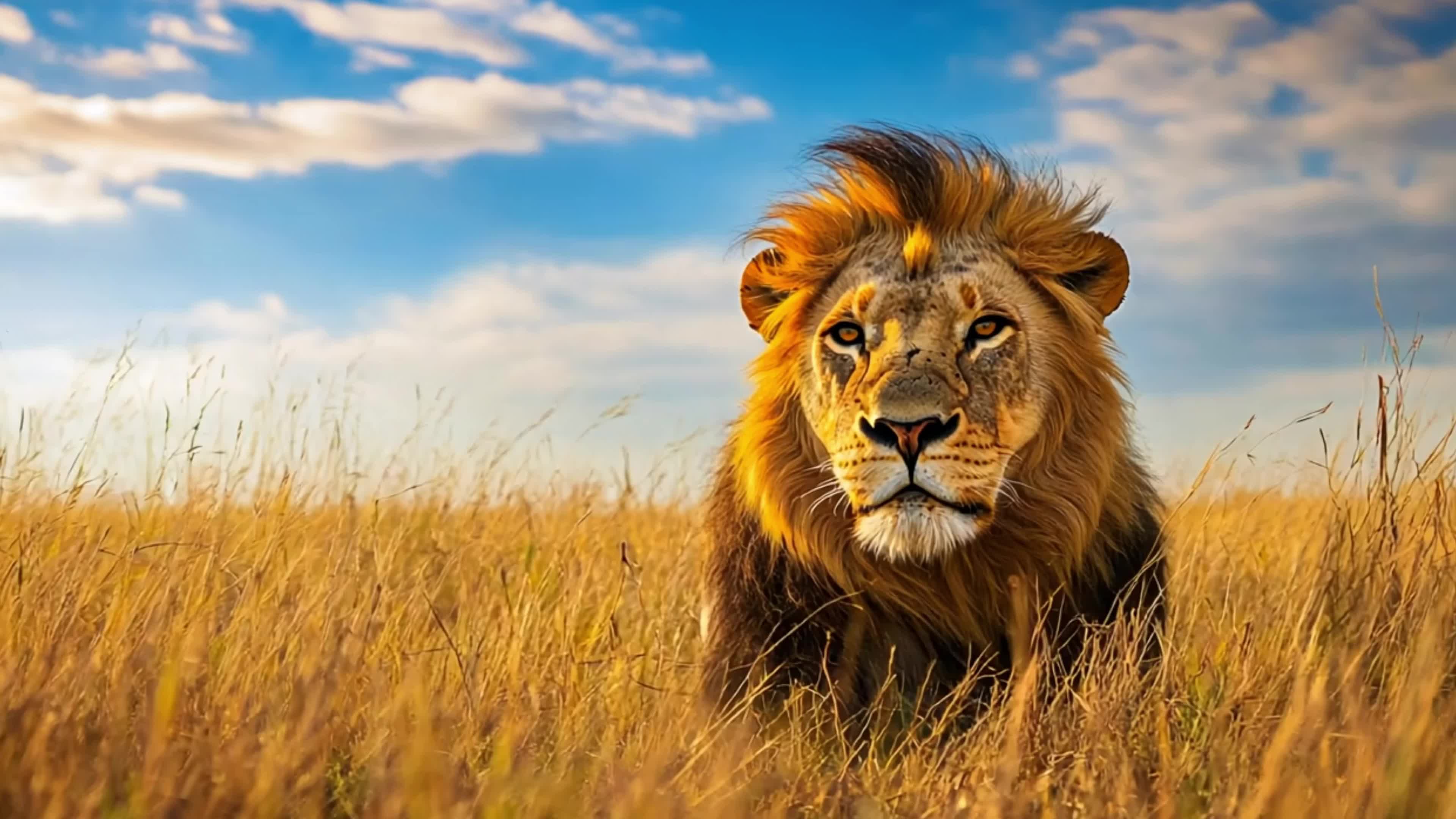 4k大自然野生动物草原狮子素材视频特效素材