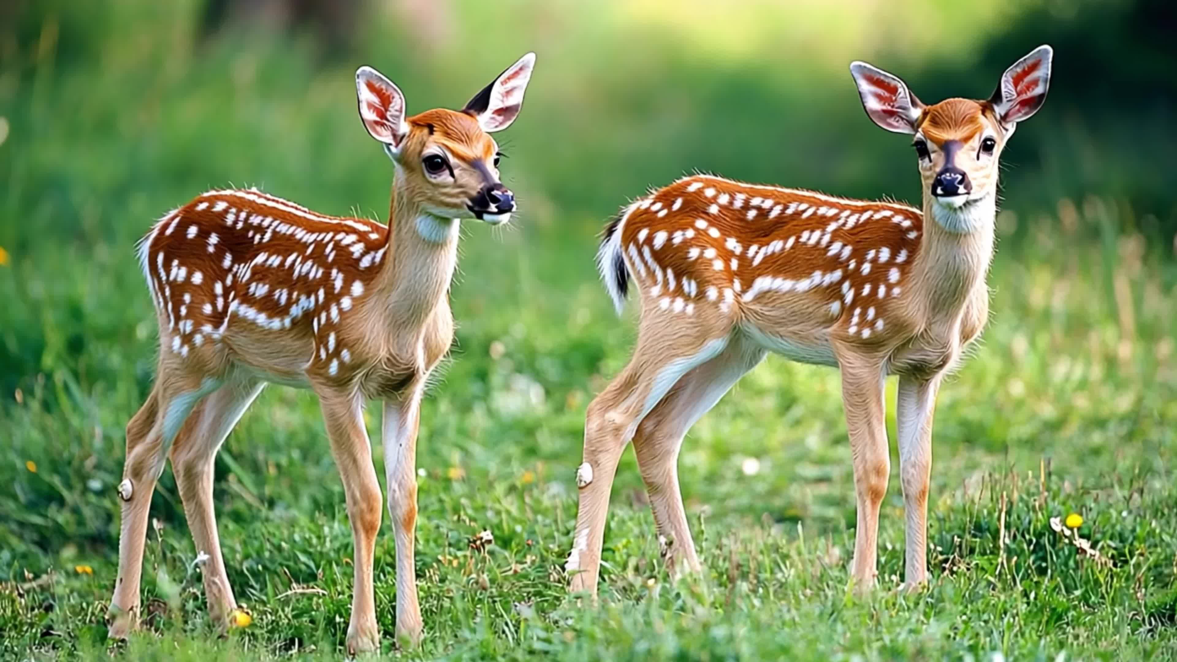 4k野生动物保护动物两只鹿实拍视频素材