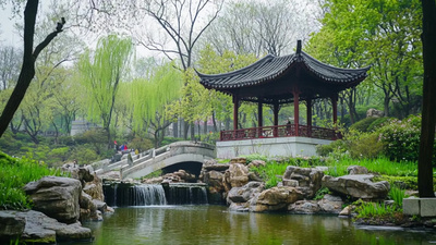 4k自然风景苏州园林凉亭实拍素材
