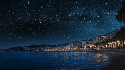 星空实拍视频素材4K海边城市夜景星空星河素材