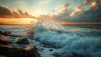 航拍震撼大海海浪惊涛海浪视频