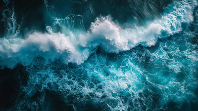 航拍海浪大海翻滚卷起大浪浪花实拍视频素材
