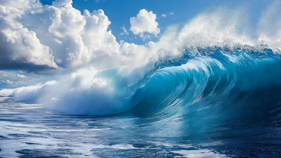 航拍海浪大海翻滚卷起大浪浪花素材