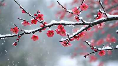 实拍视频素材立春节气寒冬雪中腊梅梅花素材